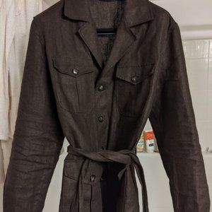 SuitSupply Brown Linen Safari Jacket